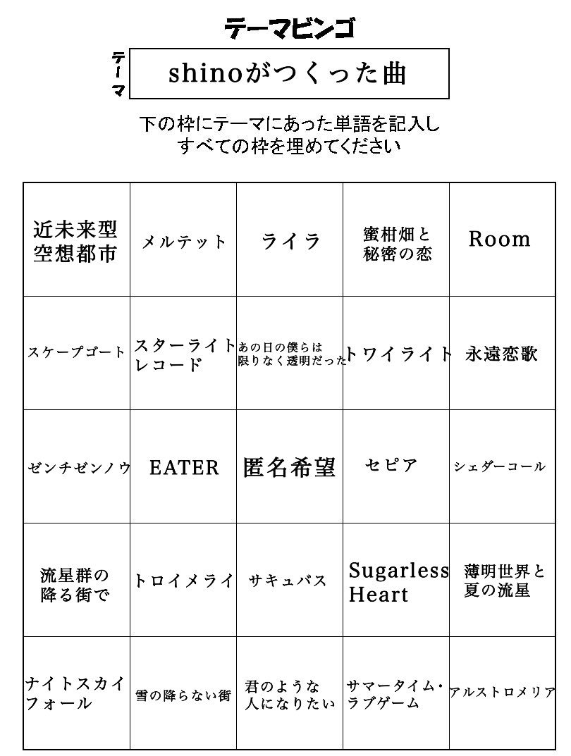 世代がバレる系ボカロビンゴ Twitter Search