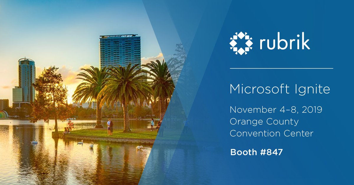rubrikInc's tweet photo. Attending #MSIgnite? Stop by booth #847 and learn how you can manage all of your @Microsoft enterprise apps + fast track your #hybridcloud journey with Rubrik. https://t.co/4mhDJCT3U4