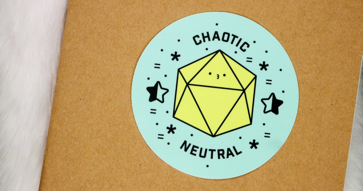 dbl_feature's tweet photo. Weatherproof Chaotic Neutral Sticker! Would you put it on your car? I can't commit to putting stickers on my car! 
.

https://t.co/QN7EdwMlsj
.
#chaoticneutral #dnd #dnd5e #alignment #sticker #dndsticker #alignmentsticker https://t.co/iToaXQsfDi