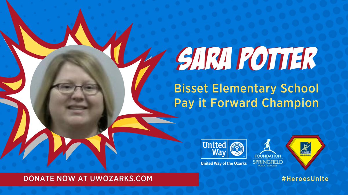 Sara is a HERO! 💪 Thank you for supporting the Pay it Forward campaign supporting <a href="/UWOzarks/">United Way Ozarks Region</a> and <a href="/Foundation4SPS/">Foundation for SPS</a>. DONATE NOW: uwozarks.org #HeroesUnite