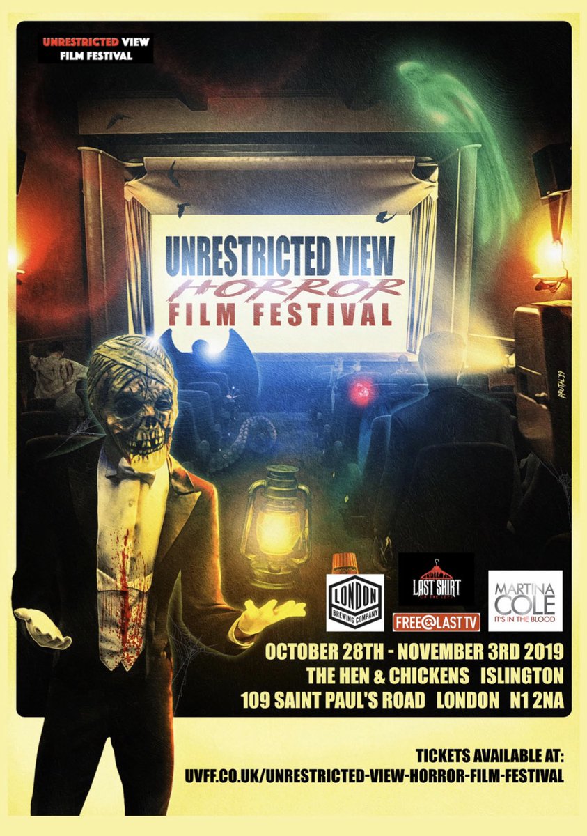Tickets are on sale for <a href="/UvHorror/">UV Horror FF</a> 2019. It’s a terror-fic line up, why not come along and enjoy a good fright? Cool films, cool venue and me and my hat. Tickets here: unrestrictedview.co.uk/category/produ… #DontFearUsJoinUs #Islington #Horror #Halloween
