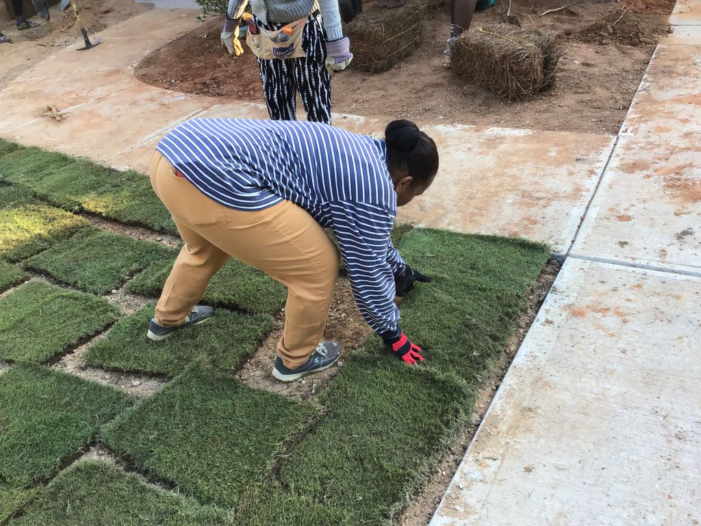 HabitatGwinnett's tweet photo. Perfect morning for landscaping. Thank you to all the community volunteers that came out to landscape Abigails yard. It’s coming along great! 🏡
#GwinnettBuild142
#GwinnettHabitat #Volunteer #Community #KindnessIsASimpleThing #Landscape https://t.co/DpOlH0Mxmg
