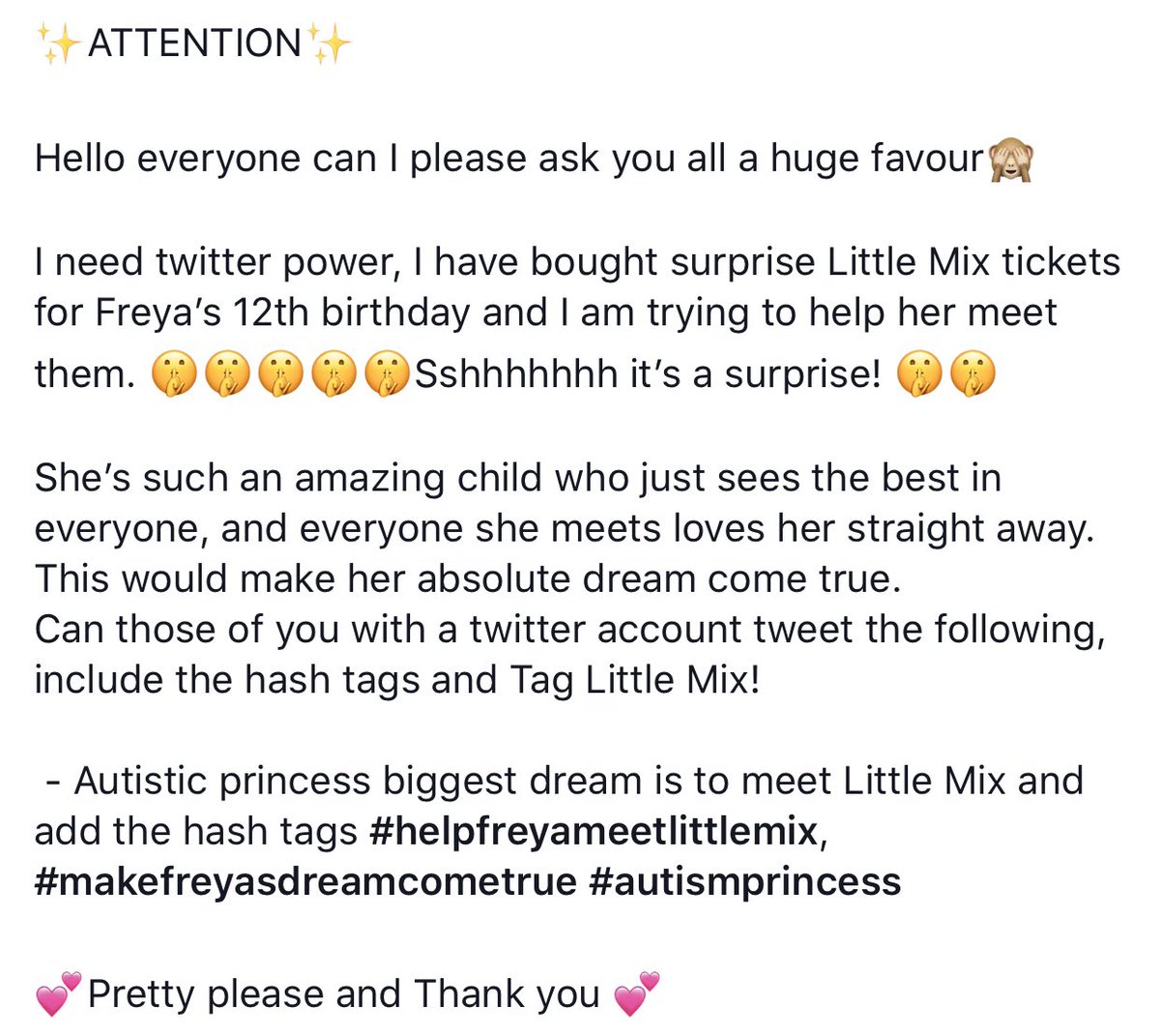 paula86edgar's tweet photo. #helpfreyameetlittlemix,#helpfreyasdreamcometrue#autismprincess https://t.co/oWVKAFZNEf