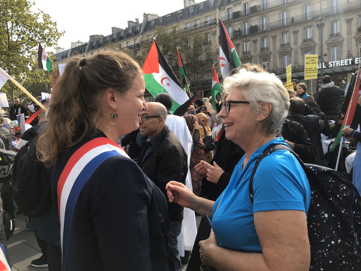 MathildePanot's tweet image. Soutien au peuple #sahraoui qui lutte pour son auto-détermination et la libération des détenu.e.s. Un salut particulier à Claude Mangin-Asfari, qui demande la libération de son mari, Naama Asfari, enfermé depuis 10 ans au Maroc comme prisonnier politique.