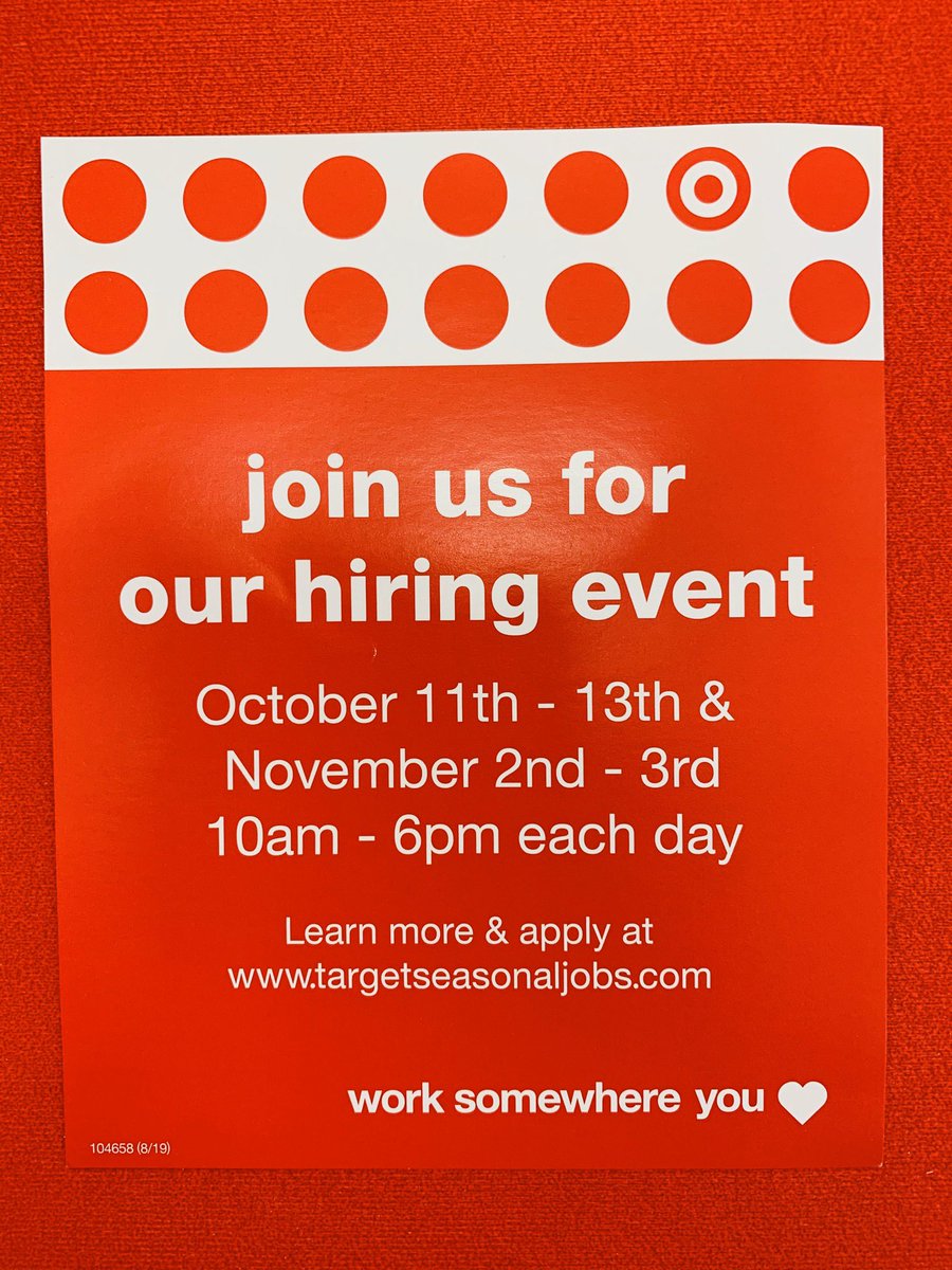 lovepris6's tweet photo. Day 2 guys of our seasonal hiring event! Stop by at Target in Mission off of Shary Rd!  
🎯On the spot interviews
🎯$13/hour starting pay 
🎯All positions available  
🎯Flexible schedules https://t.co/0nNmywujiN