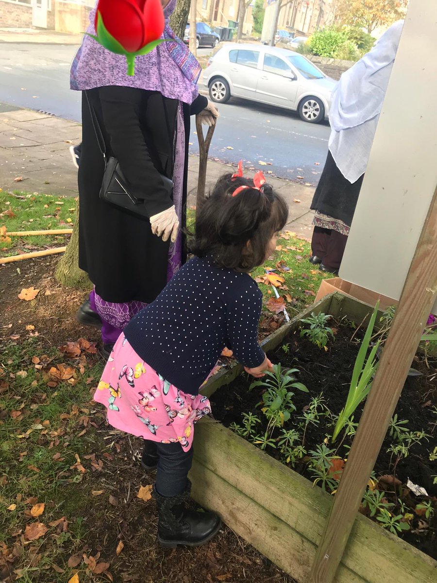 About 30 adults and 25 children came to the community bulb planting and litter pick “We’re saving the environment.” Quote of the day said with great joy and enthusiasm by Ikram 9 yrs #GirlingtonGrowers