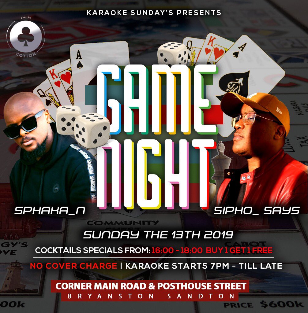 Cottonloungejhb's tweet photo. Cotton Games Night every second Sunday. Register your 30seconds team, limited spaces available!!! #cotton30seconds #gamesnight #cottongamesnight #sunday #30seconds #cottonlounge #sundayfunday #sundaygamesnight https://t.co/V6yCIBKZXS