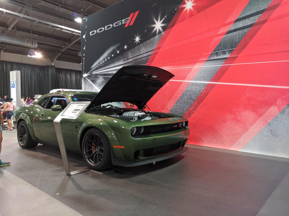 texasautoshow's tweet photo. The Dodge Challenger is the Muscle car that can actually carry Car-seats, but still wants to enjoy the drive home once the kids are at school. Check out its fire-breathing V8 engine in the Automobile Building! #TXautoshow #TXAS https://t.co/heIqCCe6vK
