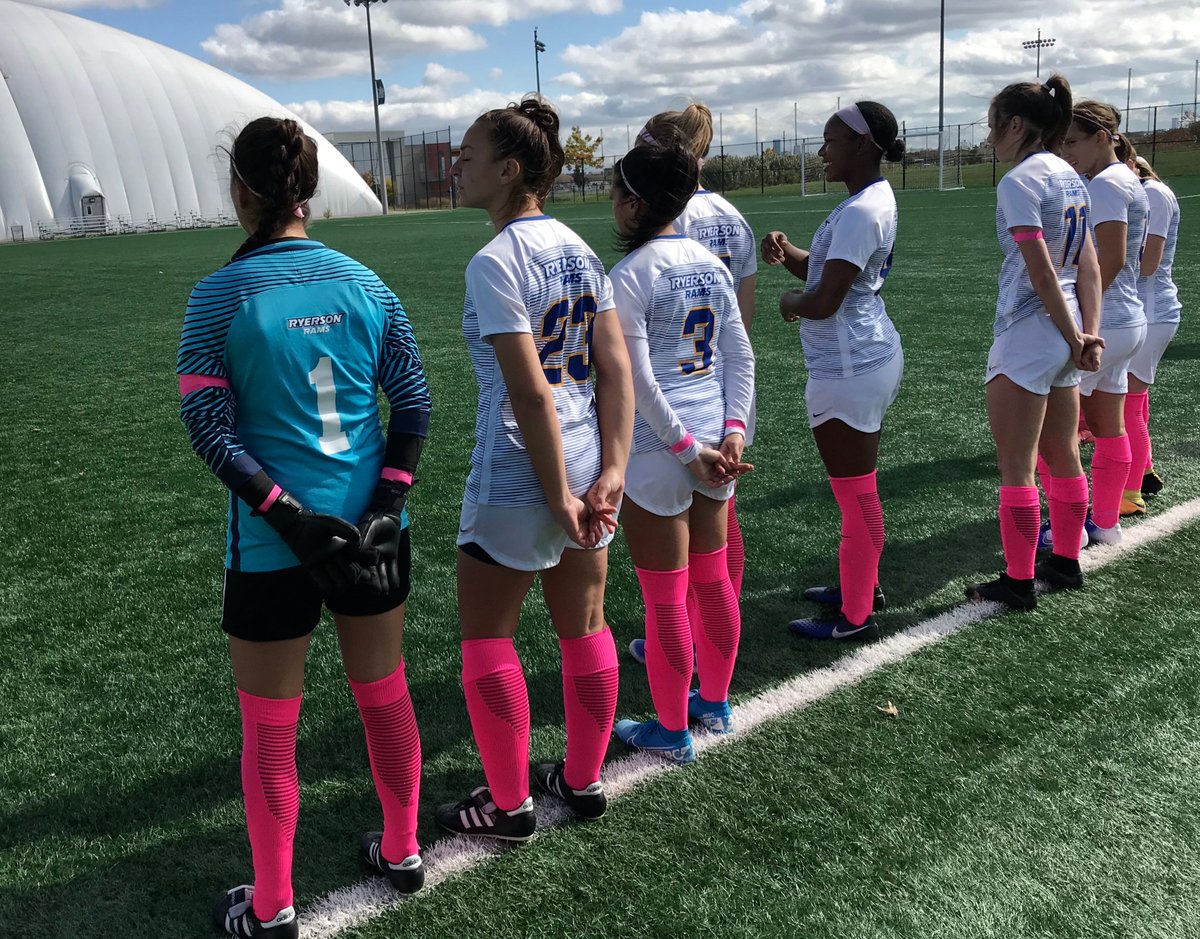 tmubold's tweet photo. Women's soccer faces off against the @CURavens at Downsview Park on #thinkpinkday 

Kick-off starts NOW!

#weRams https://t.co/gwJbxmkleU