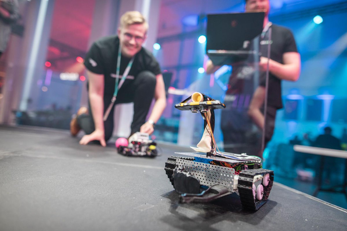 This is what Esports of Robotics looks like! A fresh new concept handcrafted in Finland. <a href="/futurice/">Futurice</a> @LiquidStudioHEL #botsontherun #artificialinvaders