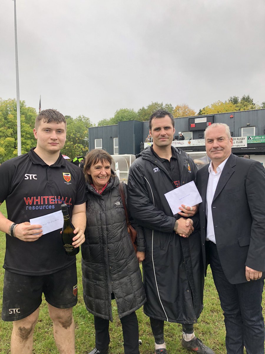 ColchesterRFC's tweet photo. Man of the match for a second time for Lewis Jeffery (sponsored by #HarrysBarAndKitchen) and Jamie Miller’s hatrick earned his partner’s man of the match sponsored by Maguire Roofing #ComeOnCol https://t.co/vGnbdIhWdG
