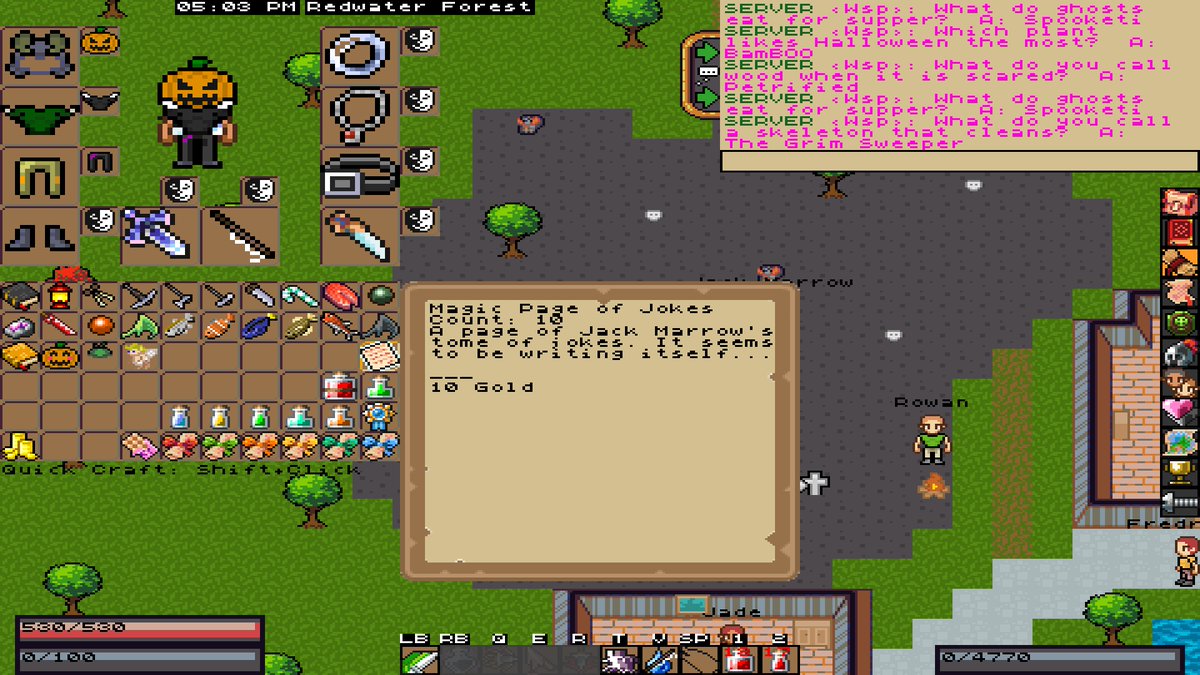 AetheriaMmo's tweet photo. Aetheria's Halloween event is live!  Help Jack Marrow collect his joke pages and turn them in for fun costume rewards! #indiegame #indiegames #indiegamedev #gamedev #mmorpg https://t.co/w3AT06zs2K