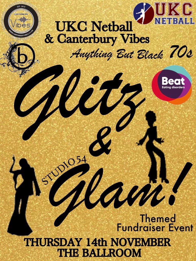 UKCNetball2's tweet photo. University of Kent Netball presents our first fundraising Net-BALL in aid of UKC Beat's Eating Disorders charity. 

DRESSCODE: Anything but Black 

GET YOUR TICKETS NOW -> https://t.co/TSS9DbboQR 🏐💙💪🏼❤️ https://t.co/gTEHUDNbQf
