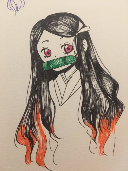 Tea 💕さんがTwitterに投稿した竈門禰豆子(鬼滅の刃)のイラスト。
