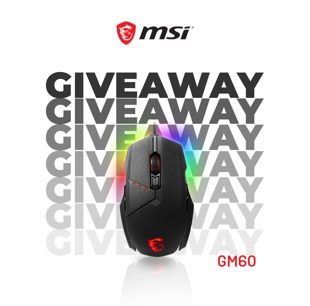 MSI__UK's tweet image. IT&apos;S GIVEAWAY TIME! :D 

Here&apos;s how to enter for a chance to win an MSI GM60 mouse! 

1. Like &amp;amp; RT this Tweet! 
2. Comment why you should win! 
3. Good luck! 

Winner will be announced Wednesday, 16th October 2019.