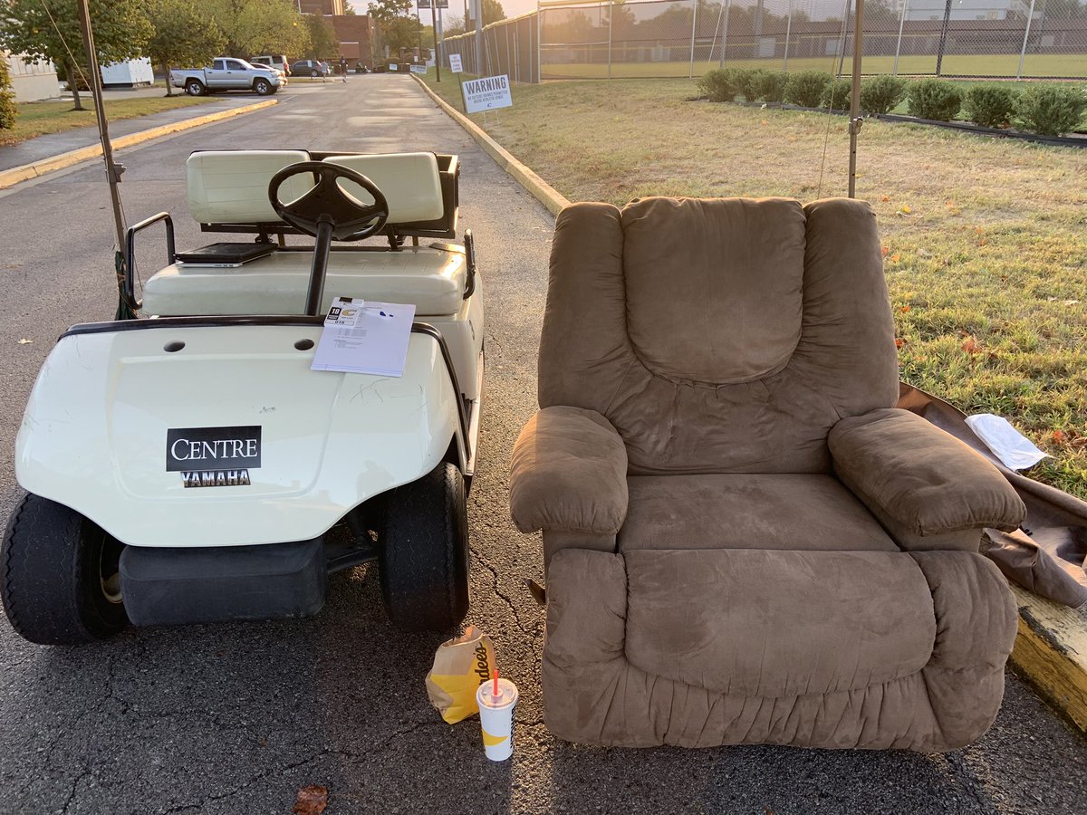 CCAthleticOps's tweet photo. Had to break out the best seat possible for Centre Homecoming! https://t.co/tBcJKBUf3y