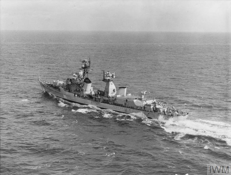 Soviet Kotlin Class Destroyer Bravvy shadowing the Ark Royal keeping track of her movements.On the night of the 9th November the Ark Royal was on night flying ops and just after the launch of her aircraft the Destroyer Bravvy began to approach the Ark on a collision course /5