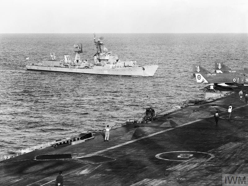 from the starboard bow, the Ark took what action she could by reversing full astern but not much could be done and the destroyer hit the Ark on her port bow. The Ark immediately stopped flying ops and diverted airborne aircraft to shore bases so the Ark and her escort/6