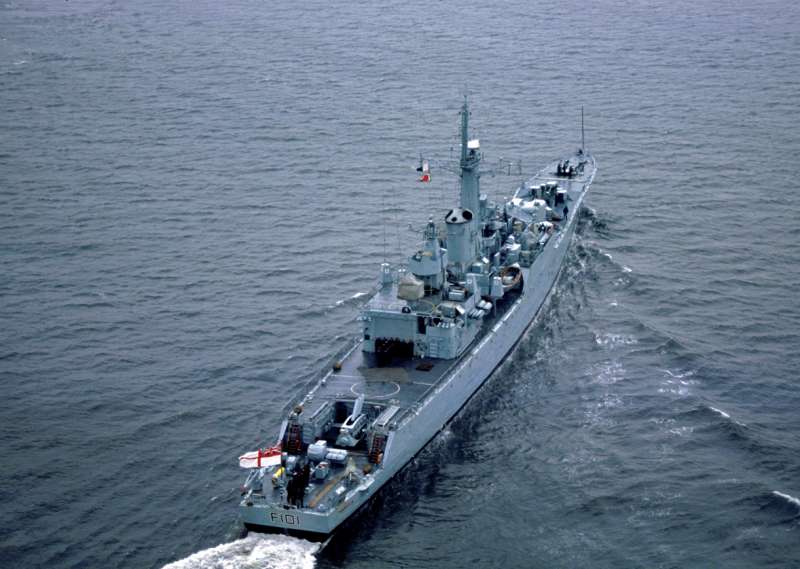 HMS Yarmouth, a Type 12M Rothesay Frigate() could begin their search for the possible soviet sailors who were thrown overboard by the collision.Below decks of the Ark Royal the sailors just felt a big shock and an abrupt stop in what was useably a stable ship./7