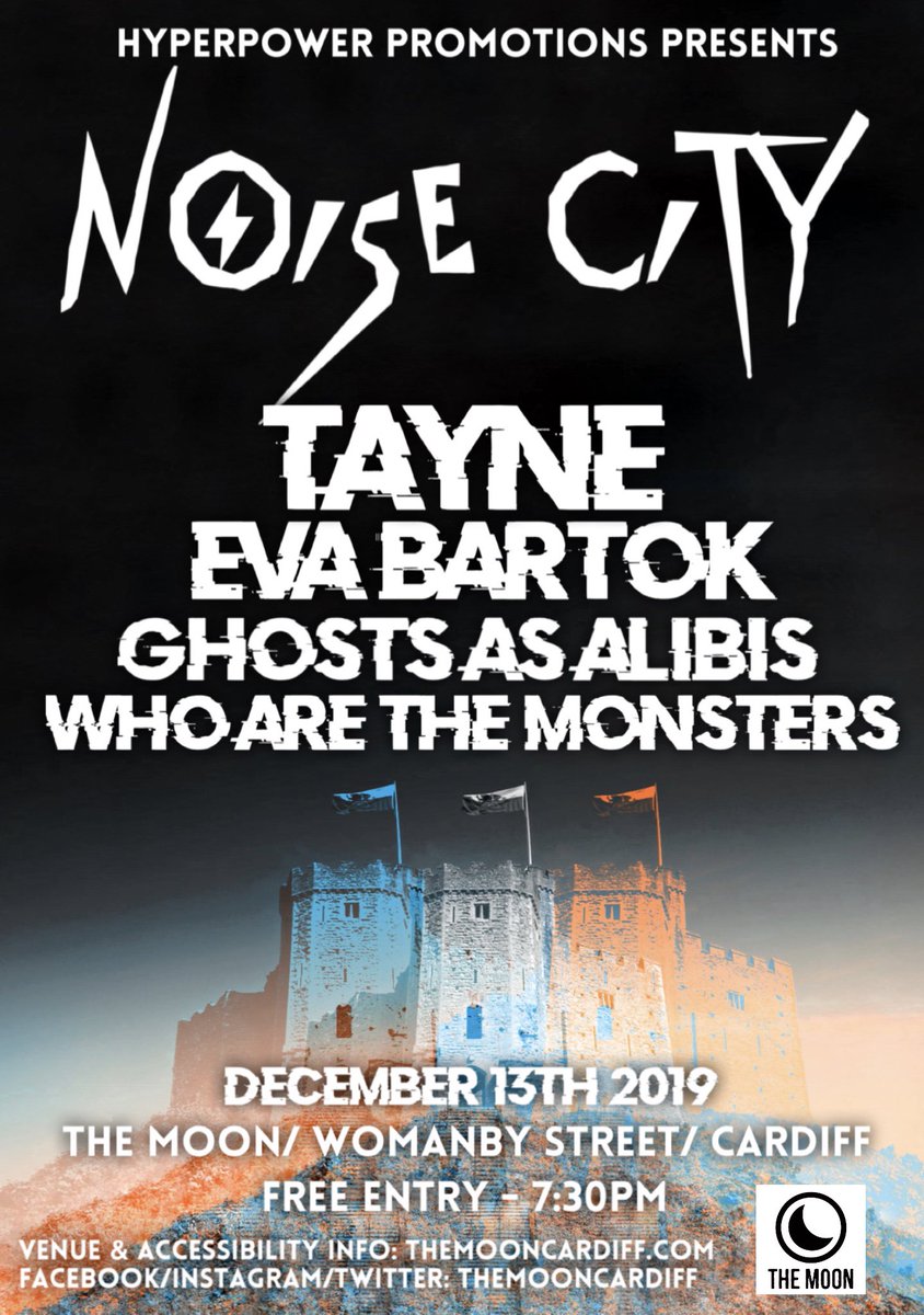 Hyperpower Promotions (@hyperpowerpromo) on Twitter photo Introducing Noise City - a series of loud free entry shows in the heart of Cardiff!
Noise City #1 includes <a href="/TayneBand/">TAYNE</a>, <a href="/EvaBartokBand/">Eva Bartok</a>, <a href="/GhostsAsAlibis/">Ghosts As Alibis</a> and @whoarethemonst1! December 13th!
#womanbystreet #experimentalrock #electronicrock #cardiff #wales Introducing Noise City - a series of loud free entry shows in the heart of Cardiff!
Noise City #1 includes <a href="/TayneBand/">TAYNE</a>, <a href="/EvaBartokBand/">Eva Bartok</a>, <a href="/GhostsAsAlibis/">Ghosts As Alibis</a> and @whoarethemonst1! December 13th!
#womanbystreet #experimentalrock #electronicrock #cardiff #wales