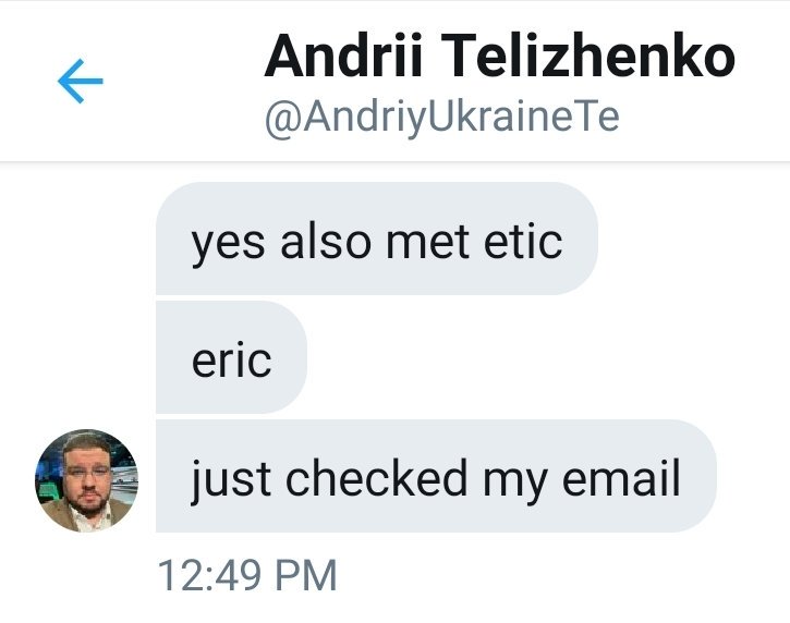  @AndriyUkraineTe, who was mentioned in the  #WhistleblowerComplaint and a  #Whistleblower himself, confirms that he met with Eric Ciaramella in the January 19, 2016 meeting. Nazar Kholodnytskyy attended the meeting and was also mentioned in the complaint as well.