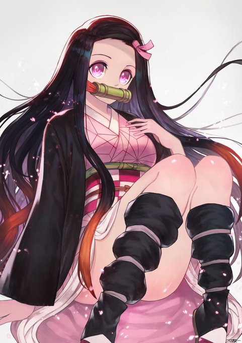 JuneさんがTwitterに投稿した竈門禰豆子(鬼滅の刃)のイラスト。