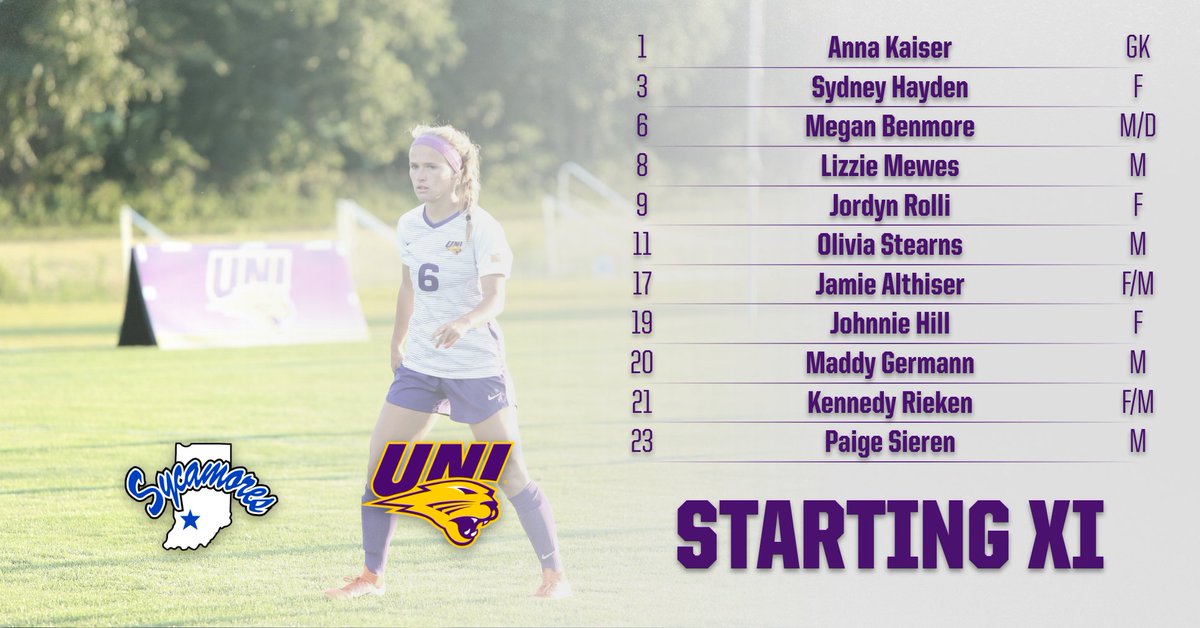 Starting line up for today's game! Come out to the Cedar Valley Soccer Complex to support the Panthers!

#UNIFight