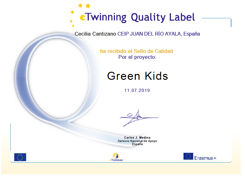 eTwinningCanary's tweet photo. Felicitamos al CEIP Juan del Río Ayala @CEIPJDRA, Gran Canaria, por su sello de calidad eTwinning en el proyecto Green Kids @CeciliaCantizan https://t.co/vR1ODMItI7