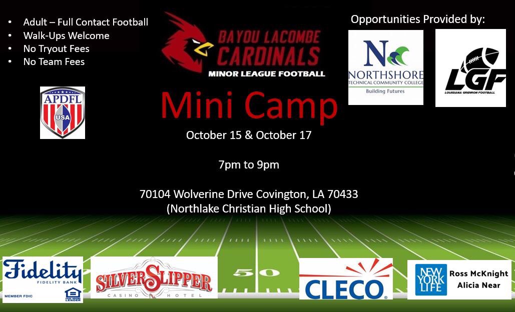 chancelorpalmz's tweet photo. #bayouLacombeCardinals are a semi pro team that doesn’t charge fees but 10hra community service! We are tryin to build a culture of helping w life not just ball,providing college opportunities to NorthShore tech we are in d #apdfl this year one of the top leagues in the country! https://t.co/jtlBxMK1R0