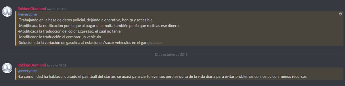 AlianzaRP's tweet photo. Aquí os dejamos los cambios de las dos ultimas actualizaciones. ¡Gran trabajo realizado por parte del equipo de desarrollo técnico de la comunidad! | #FiveM #GTAV #GTARP #AlianzaRP https://t.co/lLKDeraW4b