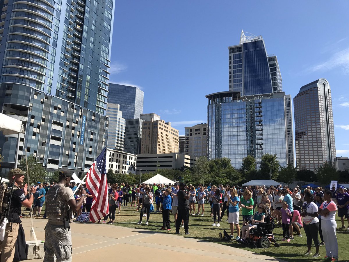 A wonderful crowd today to help spread awareness about the importance of mental health! #outofthedarknessclt #stopsuicide