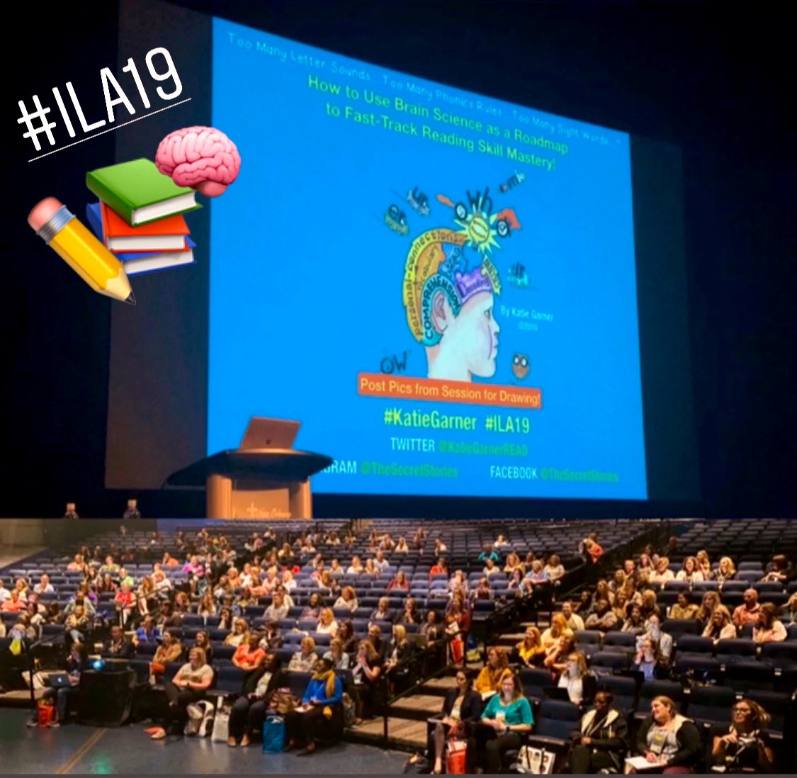 KatieGarnerREAD's tweet photo. Always an honor to speak at the @ILAToday conference! So much knowledge...so much excitement....so much passion.... and MOST importantly, so much  LEARNING!!🧠📚🧠📚 #ILA19 #ILA2019 #EarlyLitILA #EarlyLiteracy #ReadingRocks #KatieGarner #BrainRead #Phonics #TeacherExpertise https://t.co/xVp2uqmvhk