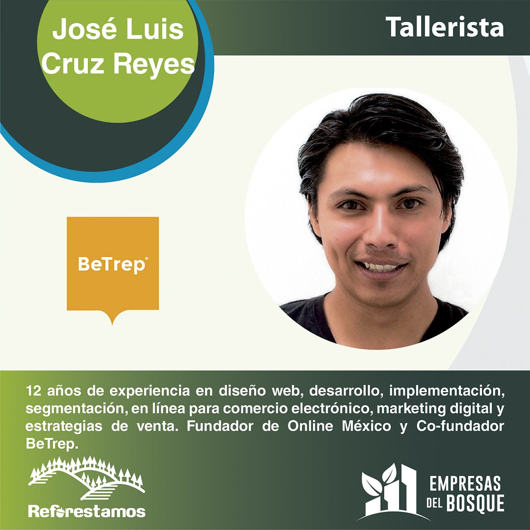 ReforestamosMx's tweet photo. El 17 de octubre 2019 no te pierdas el taller que impartirá José Luis Cruz Reyes, fundador de #OnlineMéxico y co-fundador de @be_trep. ¡Quedan pocos lugares! 📍 Selina Cowork, Centro Histórico, #CDMX. Evento gratuito. Registro 👉 https://t.co/V0S1xQU86f https://t.co/TdXep7aVgC