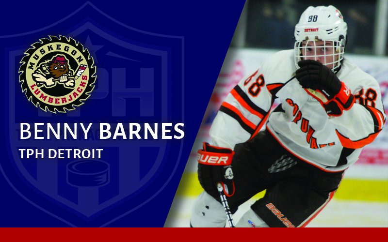 TPHDetroit's tweet photo. Benny Barnes making USHL debut tonight for Muskegon Lumberjacks. Benny is a @TPHDetroit Center of Excellence student-athlete, and we are all excited and wishing Benny the best. #TPHtrained https://t.co/wlO0XNGpnu