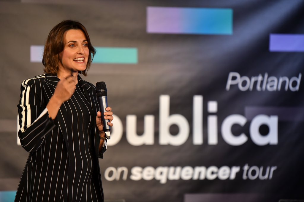 SequencerTour's tweet image. „What if I told you that you’re living with a psychopath? Well, you are, we all are: it’s our smartphone.“ - @pinaryoldas on the takeover of #KittyAI, the #imperceptibility of #Causality in #ClimateChange and #DigitalDemocracy at @republica #rpPortland #wunderbartogether