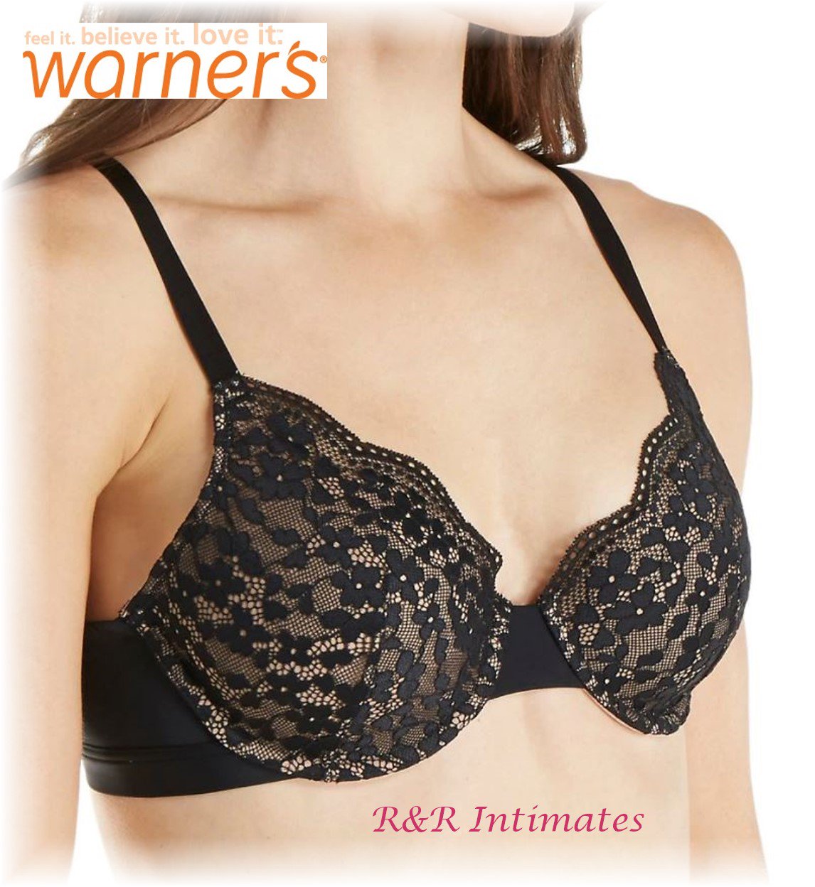 R&R Intimates on X: Warner's Lace Escape Underwire Contour Bra, RF3341A,  Black Only $13.99  / X