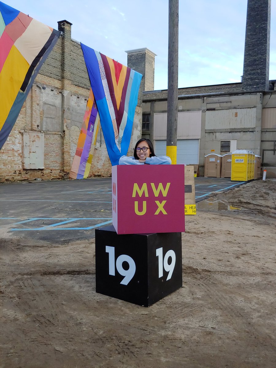 Thank you to everyone who helped make <a href="/midwestUX/">MidwestUX</a> possible! I had a great time as an attendee and felt very welcome. I obviously had to get a picture with the cubes since I was just a *little* obsessed with how cute they are 😊 #MWUX19