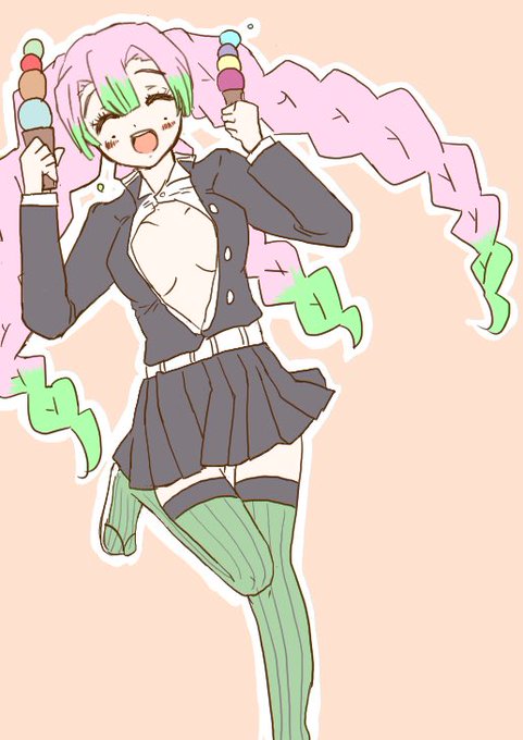 わんおさんがTwitterに投稿した甘露寺蜜璃(鬼滅の刃)のイラスト。