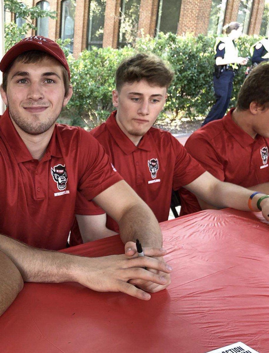 BSpaWrestles's tweet photo. Wishing @Tyler_Barnes39 &amp; @jakercook4 good luck this year with their campaign with NC State; returning ACC champions! I know they miss being at Wednesday Warriors 😁 https://t.co/j7TrgFu0CM