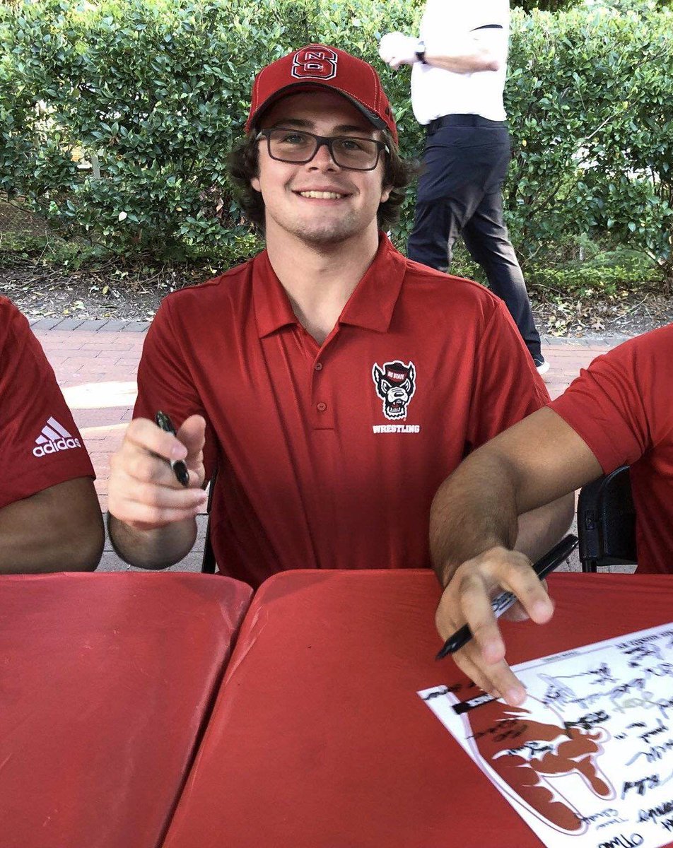 BSpaWrestles's tweet photo. Wishing @Tyler_Barnes39 &amp; @jakercook4 good luck this year with their campaign with NC State; returning ACC champions! I know they miss being at Wednesday Warriors 😁 https://t.co/j7TrgFu0CM