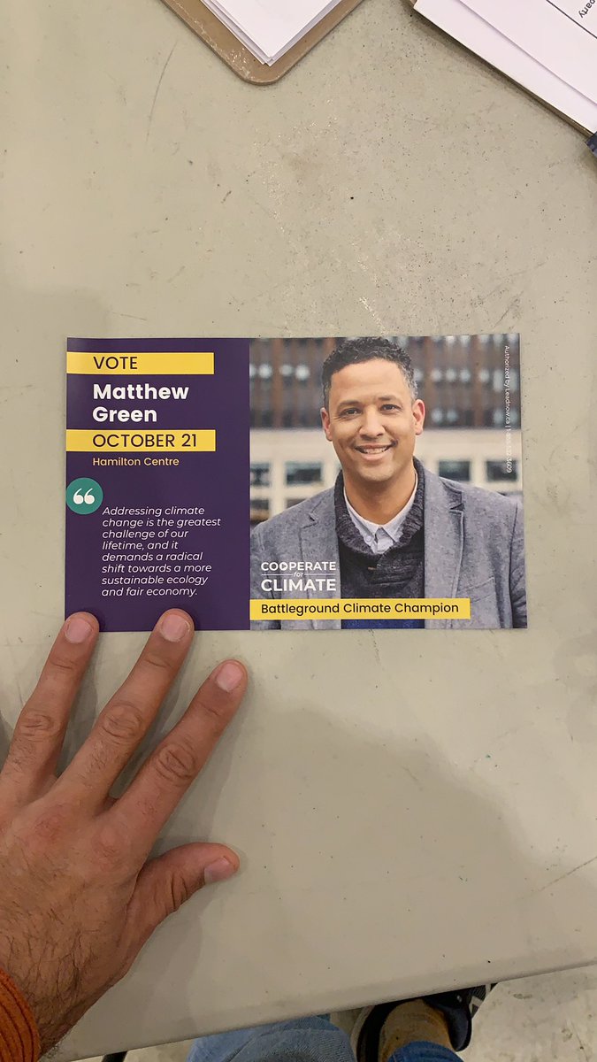 We need brave climate champions willing to work across party lines. That’s why I’m with <a href="/leadnowca/">Leadnow</a> today, helping elect @MatthewGreenNDP in #hamiltoncentre. Time to #cooperate4climste! #elxn43