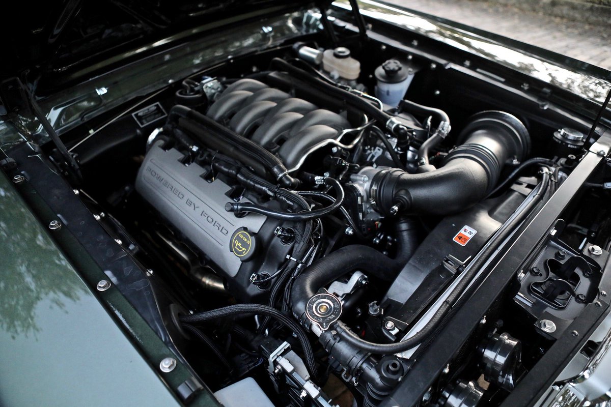 RevologyCars's tweet photo. Latest deliveries! This is a 1966 #Revology #Mustang GT Convertible in #IvyGreen Metallic with a stunning Mercedes Saddle Brown interior. Powered by a 435hp Ford 5.0 #Coyoteengine with Ford 6R80 automatic transmission, Borla dual exhaust, styled aluminum 16x8 wheels, and more! https://t.co/57wCs6y6JU