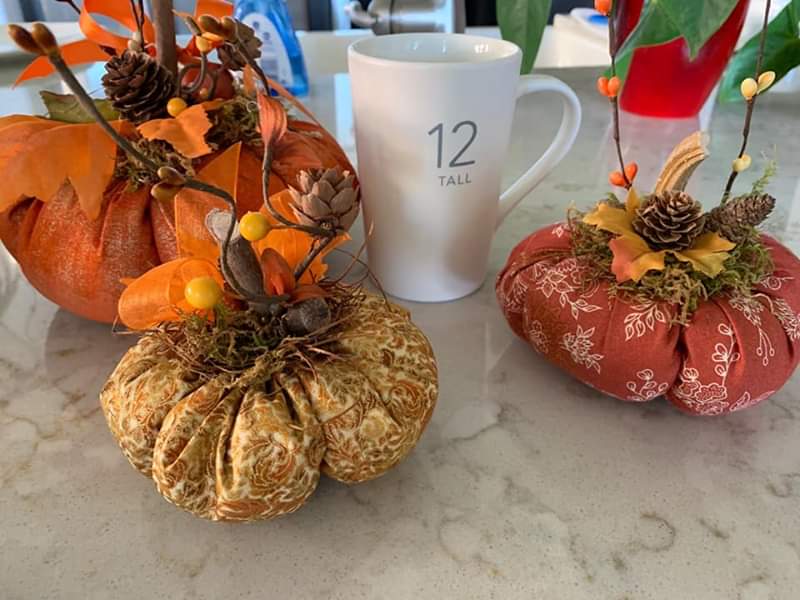 HandsTx's tweet photo. Craft show sneak peek! Aren't these cloth pumpkins amazing?! Our Annual Fundraiser at Judy Dierkers Holiday Market at The Foundry on Jones Rd October 18th and 19th 9-4. One of the many items being sold to raise money! #HHLOCTX #TheFoundry #judydierkersHolidayMarket #madewithlove https://t.co/nkoA9II65c