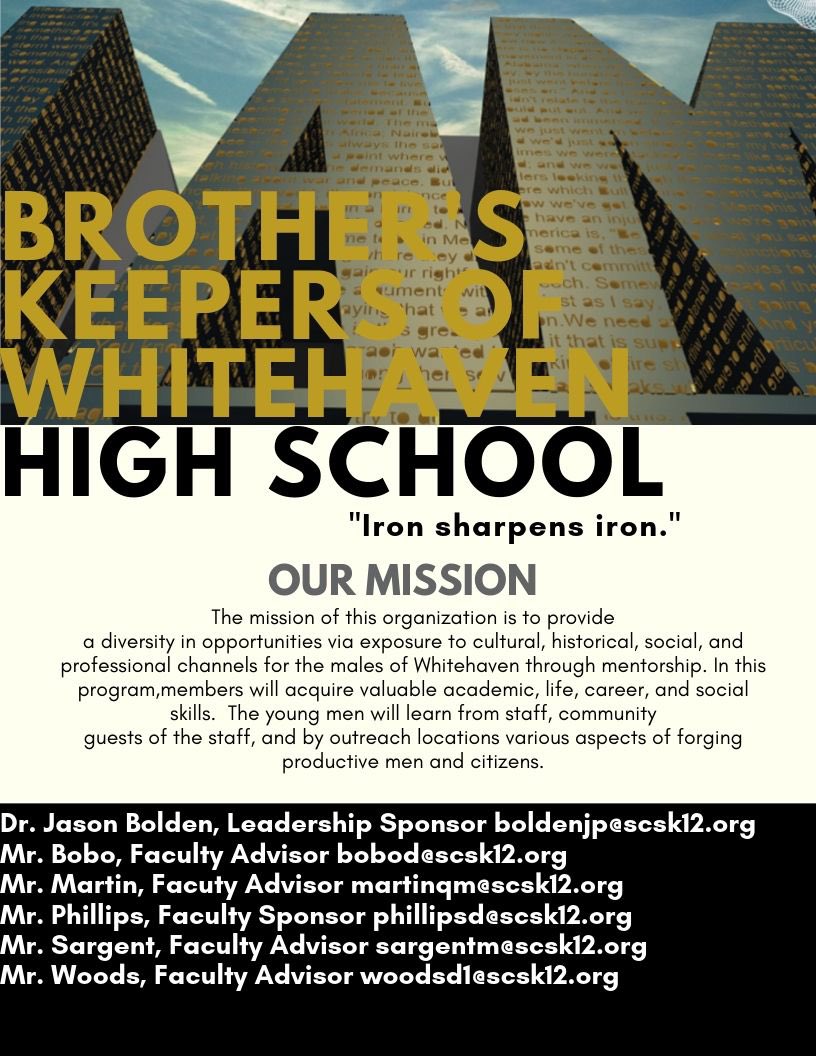 whitehaven_high's tweet photo. Whitehaven High School is happy to have Dr. @m1lowe as a speaker for the Brother’s Keeper Speaker Series. We invite all boys to join us. #saveourkings @SCSK12Unified @UnchainedJoseph https://t.co/kRhf656njF
