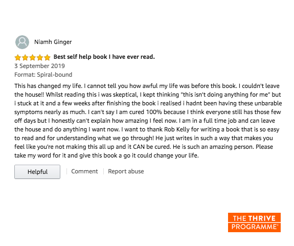 emetophobiacure's tweet photo. "I honestly can't explain how amazing I feel now"... Fantastic recent Amazon review of our #emetophobia workbook from thriver Niamh who talks about just how much her life has changed with #thethriveprogramme - well done Niamh, your hard work is paying off!! :) #loveyourlife https://t.co/dKGfTplwOh