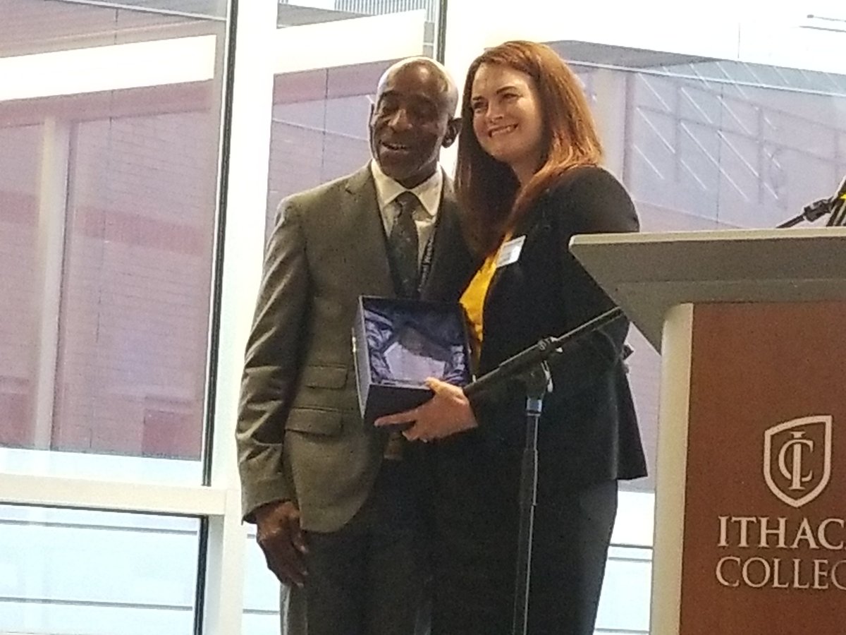 ReportingAlex's tweet photo. Nicholas Warton recieves the outstanding service award at the @IthacaCollege ALS 50th Anniversary Social https://t.co/3p2lyxt42H