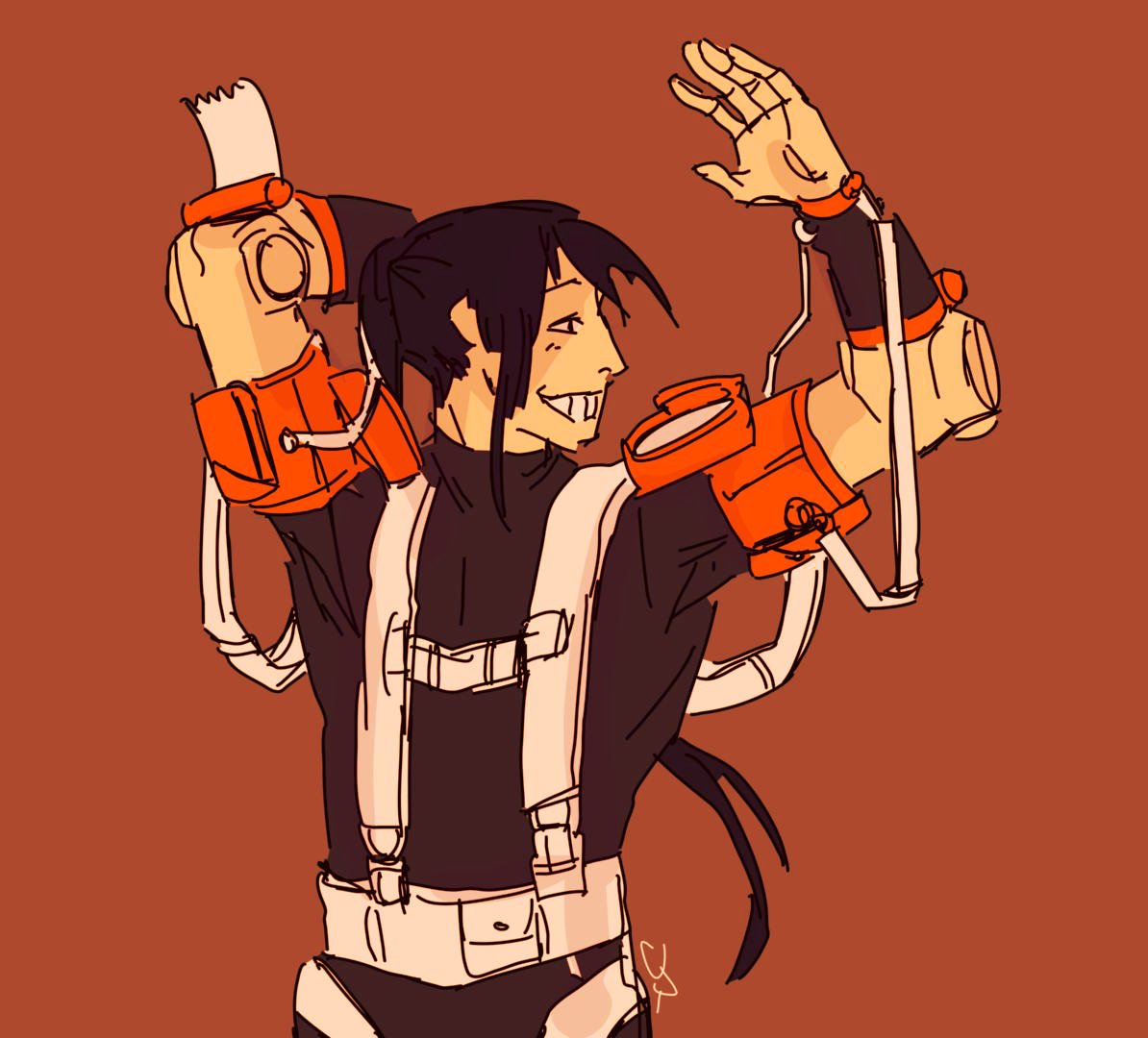 Older Sero with my redesigned Hero Outfit but- Long Hair (design slightly a...
