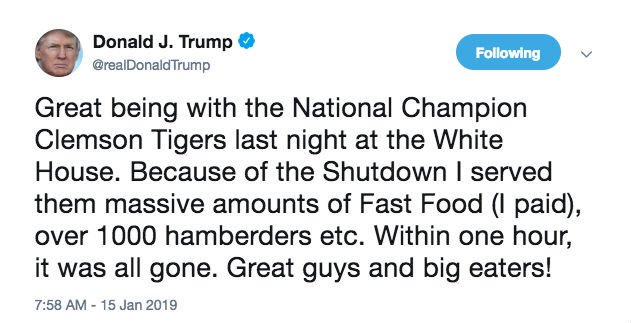 No wonder  @realDonaldTrump and others have drawn our attn to fast food. Oh and remember hamberders