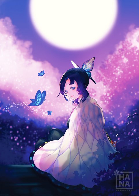 Sheri 🌻さんがTwitterに投稿した胡蝶しのぶ(鬼滅の刃)のイラスト。