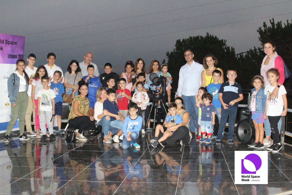 DrCyNehmeh's tweet photo. Up close and personal... With a Telescope 11 10 2019
This is how we ended the #worldspaceweeklebanon #wswlebanon2019 and after the official closing @wswlebanon at the @littlescienstistsLB.
Thank you Dr. @estherghanem thank you @RogAjar @WorldSpaceWeek #gatewaytothestars https://t.co/BfYzwLGYQA